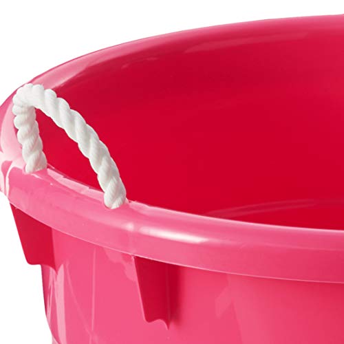 Homz Plastic Utility Tub with Rope Handles, 18 (18 Gallon 4 packPink