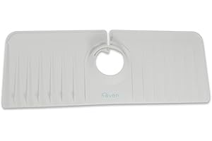 Haven Sink Shield - Silicone Faucet Drip Catcher Splash Guard - Sink And Countertop Water Protection Accessory for Kitchen, Bathroom, Bar, and RV (White)