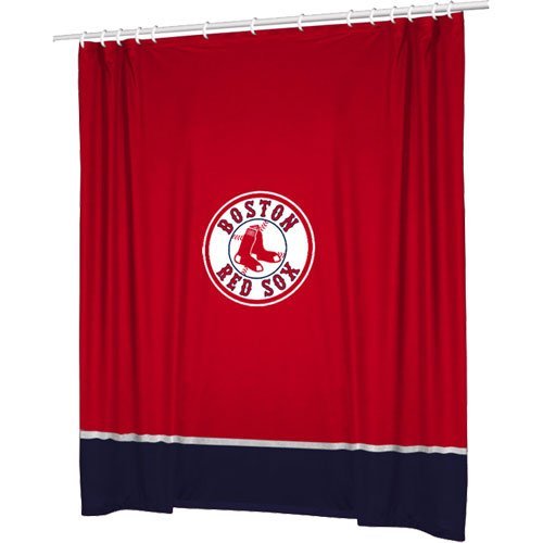 Boston Red Sox COMBO Shower Curtain, 4 Pc Towel Set & 1 Window Valance