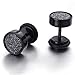 KONOV Mens Stainless Steel Carbon Fiber Stud Earrings, 8mm, Black