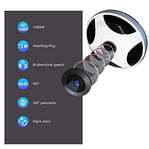 Wireless WiFi IP Camera, Giving Five Indoor Hidden Surveillance Spy Camera Home Security Camera with 360 Degree Wide Angle, IR Night Vision, 2-way Audio, Motion Detection