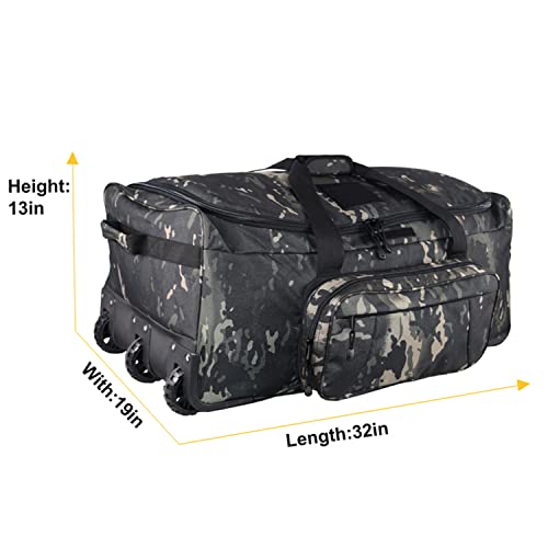 Greencity Duffel Bag Wheels Rolling Deployment Wheeled Military