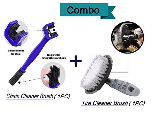 CarOxygen Chain and Wheel Hub Clean Brush Combo kit Cleaning Tool Car Motorcycle Wheel Tire Brush (Use for Car, Cycle and Bicycle)
