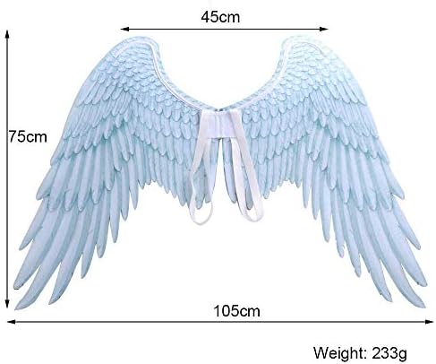 Fewao Wings Costume Adult Halloween Angel Wings Dress Up Large White Black Wings Fancy Dress For Carnival Mardi Gras Unisex 45*75*105cm