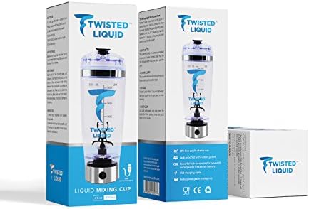 Twisted Liquid Cup - USB Rechareable Battery Version. Top Selling Vortex Style Mixing Cup/Shaker Bottle for Protein Powder, Baby Formula, Powdered Supplements. 16000rpm Lithium-ion battery.
