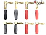 WMYCONGCONG 8 PCS 4mm 90 Degree Right Angle Screw Type Banana Plug Copper Speaker Cable Connector