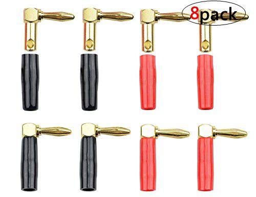 WMYCONGCONG 8 PCS 4mm 90 Degree Right Angle Screw Type Banana Plug Copper Speaker Cable Connector