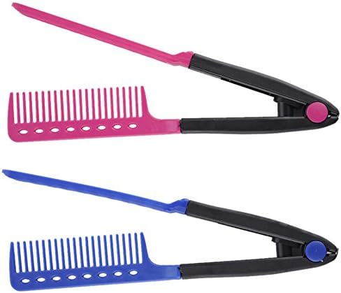 2 Pcs Hair Straightener Brush Comb Hairdressing Salon Folding Naturally Finished, The Effect Is Fluffy And Elastic
