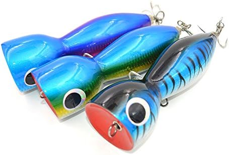 kmucutie 7inch/140g GT Tuna Offshore Game Fishing Wooden Popper Lures 3pieces