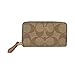 Coach Small Signature PVC Double Zip Coin Case 63975 Khaki Saddle
