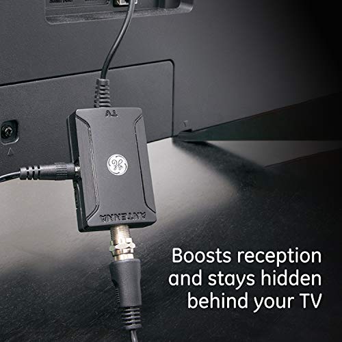 GE Indoor HD Digital TV Antenna Amplifier, Low Noise Antenna Signal Booster, Clears Up Pixelated