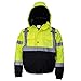 New York Hi-Viz Workwear WJ9012-4XL Men's ANSI Class 3 High Visibility Bomber Safety Jacket, Waterproof (4XL, Lime)