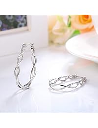 Milacolato 925 Sterling Silver Hoop Earrings Twist Irish Celtic Knot Earrings for Women