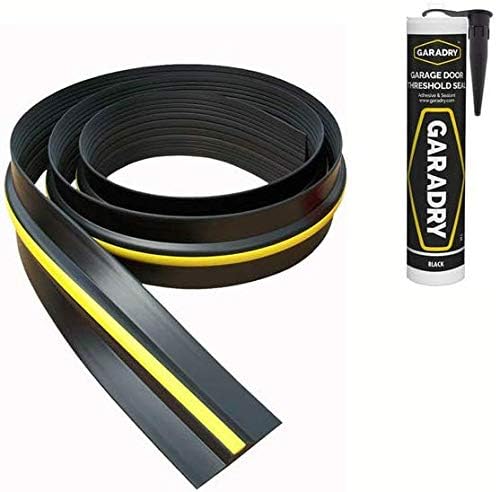 Weather Stop 15mm High Garage Door Threshold Seal Kit 3.73m (12'3") | Black/Yellow PVC | Adhesive Included