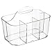 mDesign Plastic Makeup Storage Organizer Caddy Tote, Divided Basket Bin, Handle for Bathroom, Hold Eyeshadow Palettes, Nail Polish, Brushes, Shower Essentials, Small, Lumiere Collection, 2 Pack, Clear