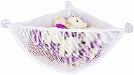 Bath Toy Organizer Triangle Bath Toy Holder Corner Bathtub Mesh Toys Storage Bathtub Draining Net Bag