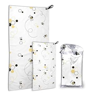 JOCHUAN Cartoon Doodle Cute Bees 2 Pack Microfiber Beach Towel For Boys Bath Towels Set Fast Drying Best For Gym Travel Backpacking Yoga Fitnes