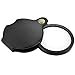 Nydotd 6X Mini Pocket Magnifying Glass Folding Magnifier Loupe with Rotating Protective Holster Leather Pouch for Reading, Science Class, Hobby (Black, 60mm/2.4