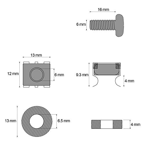 Favordrory 60 Pack M6 x 16mm Rack Mount Cage Nuts, Screws and Washers for Rack Mount Server Cabinet, Rack Mount Server Shelves, Routers, Black - Thumbnail 3