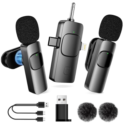 Photo 1 of Wireless Lavalier Microphone with Magnetic Clip, Mini Mic for iPhone Android, Active Noise Cancellation, Clip-on Microphone for TikTok, YouTube, Video Vlog, Interviews, Live Streaming (L2-1)