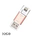 GMYLE Apple MFi Certified USB 3.0 32GB Flash Drive with Mini External Storage Memory Expansion USB Stick and Lightning Connector, Rose Gold