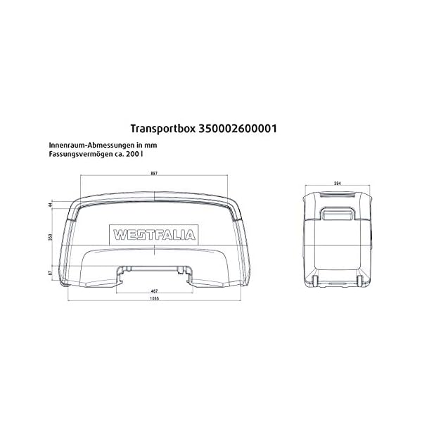 Westfalia Transportbox für Fahrradträger BC 60, bikelander und bikelander classic - wasserdichte Heckbox mit 200l… – Bild 4