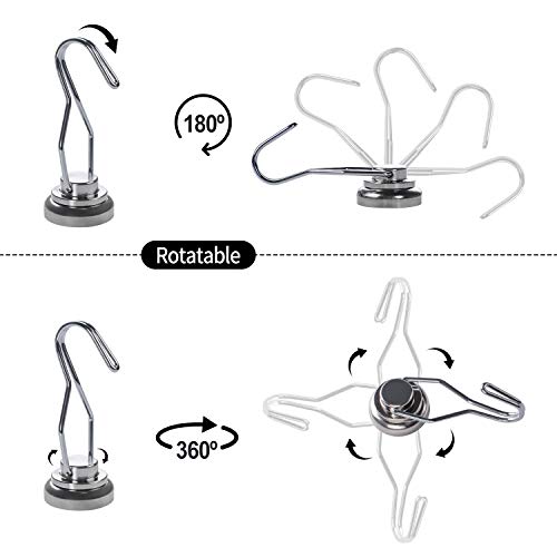 Wofirm Swivel Swing Powerful Magnetic Hooks 55LBS, Strong Neodymium Magnetic Hook, Suitable for Refrigerators and Other Magnetic Surfaces, Pack of 6