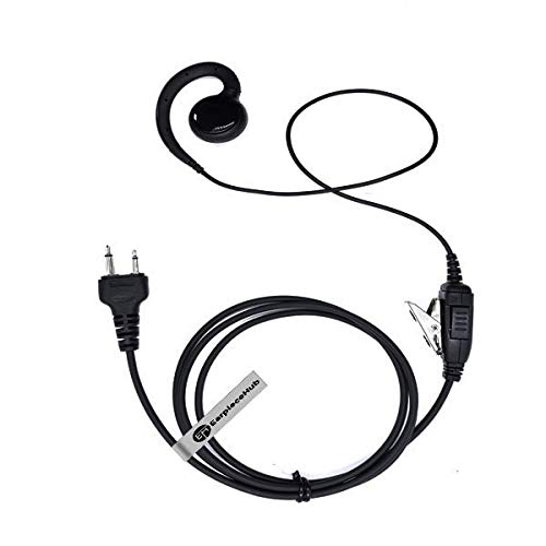 C-Shape Inline Swivel Style Earpiece Police Security Headset PTT Microphone Compatible with 2 Pin ICOM Straight 3.5mm 2 Way Radio.
