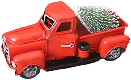 Vaycally Vintage Christmas Red Metal Truck with Wheels Table Top Decor Kids Gift Toy Kids Educational Toys Building Sets Safe Material for Kids Vintage Christmas Red Metal Truck