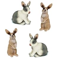 HanYoer 4 pcs Rabbit Toy Figure, Rabbit Figure Toy Collection Playset, Cake Topper, Garden Plant, Automobile decoration