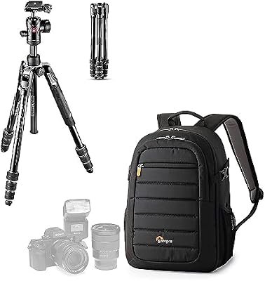 Befree Advanced kit Photo de Voyage, Verrouillage des Jambes à Rotation, Aluminium et Sac à Dos Tahoe 150, DSLR avec Objectif Monté, Mirrorless, Tablette 10'', Accessoires Appareil Photo