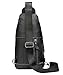 Chrysansmile Sling Bag for Men Genuine Leather Cross Body Bag Mens Crossbody Shoulder Backpack Black Fanny Packs for Travel