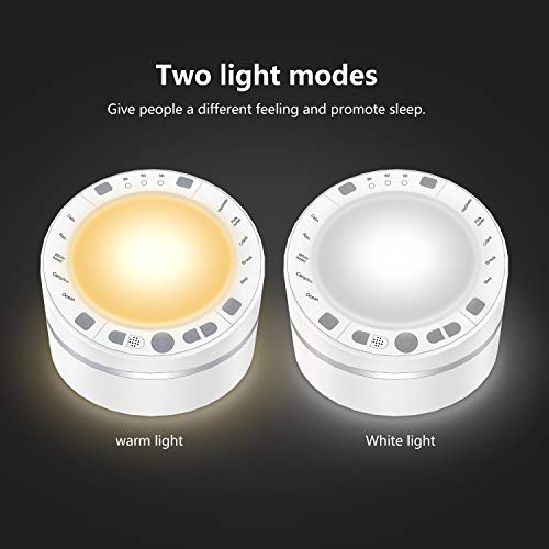 White Noise Sound Machine for Sleeping,Wandwoo DIY Recording Soothing Nature White Noise Machine for Baby,2 Light Lamp Switch,Auto-Timer for Traveling,Office Privacy