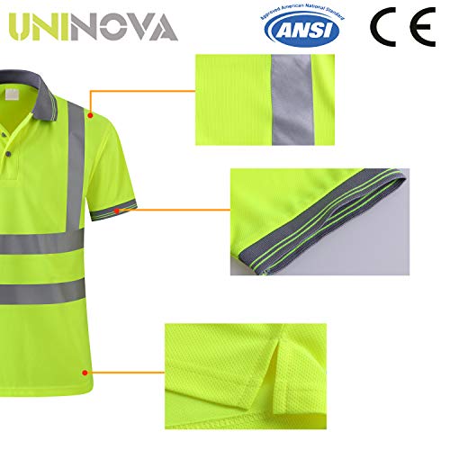 Uninova Safety Shirt High Visibility - Reflective Polo Shirt Short Sleeve for Men and Women - ANSI/ISEA Standards (Extra Large, Short Sleeve) - Thumbnail 2