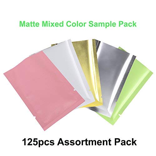 QQ-Studiocom 125 Multi-Colored Pastel Mylar Foil Sample Pack Open Top Bags 6x9cm (2.3x3.5)