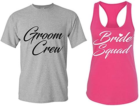 Bride Squad and Groom Crew Matching Bachelorette Party T Shirts - Bridal Tank Tops