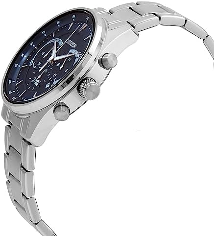 Herren Armbanduhr aus Edelstahl in der Farbe Silber-Blau 42mm, Wasserdichtigkeit: 10Bar, AN8190-51L