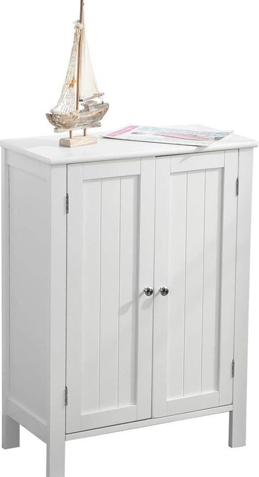 Bathroom Cabinet Bathroom Cabinet Bedroom Entrance and Living Room freestanding Cabinet 2 MDF Wooden Doors 58x28xH80cm. White Color
