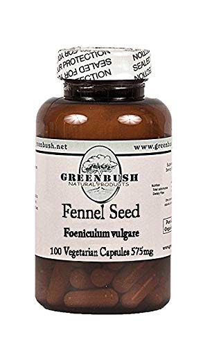 Fennel Seed 100 Pure Vegetarian Capsules 575mg. for Women's Reproductive Health, PMS, Cramps, Hot Flashes, Digestion, Improved Lactation in Nursing Mothers. Top Quality and Potency, No Additives.