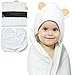 Organic Bamboo Hooded Baby Bath Towel By JoLs Home Soft & Luxurious Infant Bathrobe, Hypoallergenic & Anti-Bacterial Fabric, Adorable Bear Ears, Absorbent & Large Toddler Towel BONUS Washcloth
