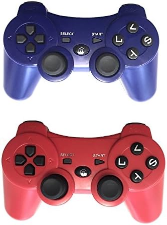 2 Pack Wireless Bluetooth Controller for PS3, Gamepad Remote for Playstation 3 (BLUE &amp; RED)