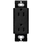 Lutron SCR-15-MN Satin Colors 15A Electrical Socket Duplex Receptacle, Midnight