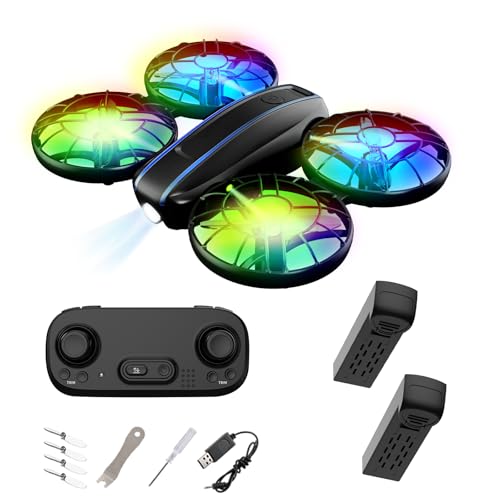 41AEse7GEgL Rc Drohne Für Kinder Und Anfänger, Kleiner Rc Quadcopter Mit Lichtern Und 3D Flip, Propeller Full Protect, Einfach Zu Fliegen Spielzeug Drohne Für Kinder Jungen Und Mädchen Geschenk (Schwarz)