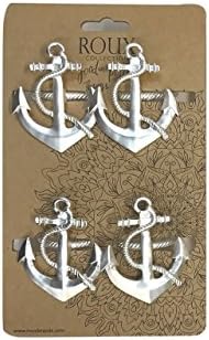Roux Brands Matte Silver Anchor Napkin Rings