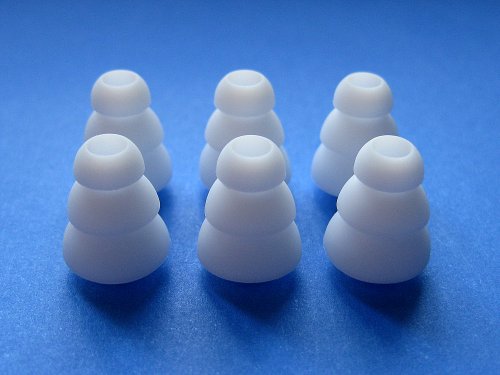 6 Small (S) White Triple Flange Replacement Eartips Earbuds for Monster Beats Dr. Dre Tour, Powerbeats, urBeats 2.0, HeartBeats 2.0 (Lady Gaga), DiddyBeats and Turbine Pro, Gratitude, DNA, Diesel VEKT