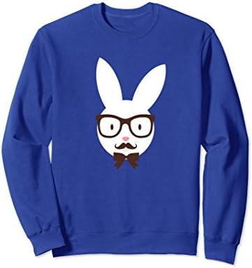 Unisex Dapper Easter Bunny Wearing Glasses Sweatshirt XL: Royal Blue