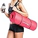 REEHUT 1/2-Inch Extra Thick High Density NBR Exercise Yoga Mat for Pilates, Fitness & Workout w/Carrying Strap (Pink)