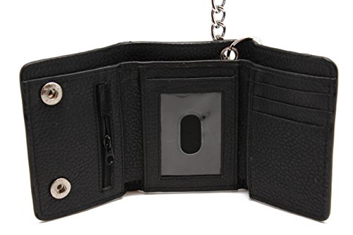 Cow leather biker trifold chain wallet zip pocket lobst…