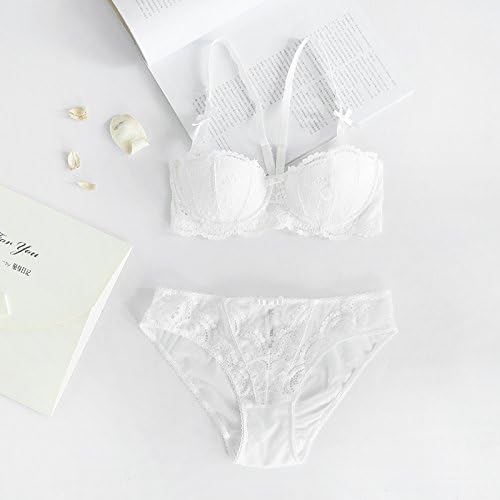 ZHFC-French romantic full lace perspective half cup thin bra set white bride bra lingerie white 75D