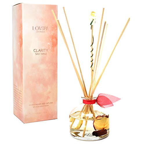 LOVSPA Spicy Apple Cinnamon Reed Diffuser Gift Set | Clarity | Macintosh Apple, Cinnamon, Clove Bud & Vanilla Scented Room Fragrance | Decorative Room Freshener